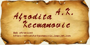 Afrodita Kecmanović vizit kartica